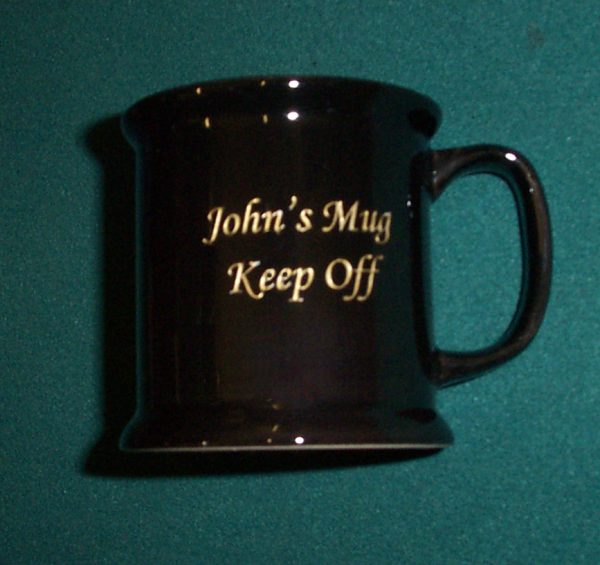 Black Mug including engraving.